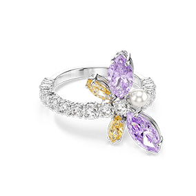 Pierścionek z motywem Ariana Grande x Swarovski, Szlify różnorodne, Ważka, Różnokolorowy, Powłoka z rodu