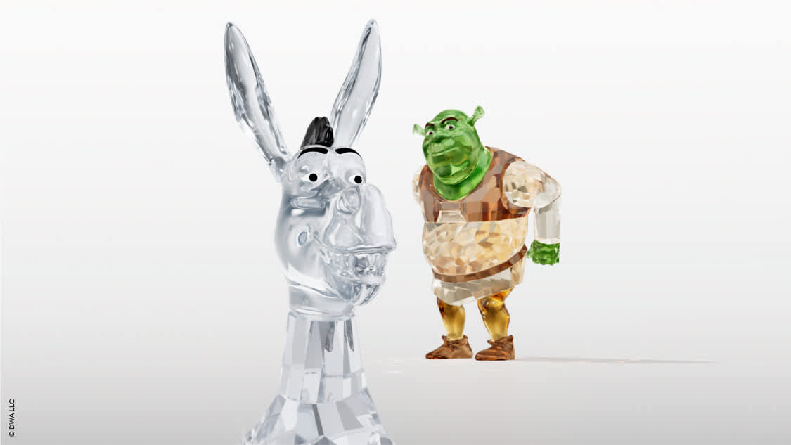 Figurky z kolekce DreamWorks Shrek x Swarovski: Puss in Boots, Donkey a Gingy