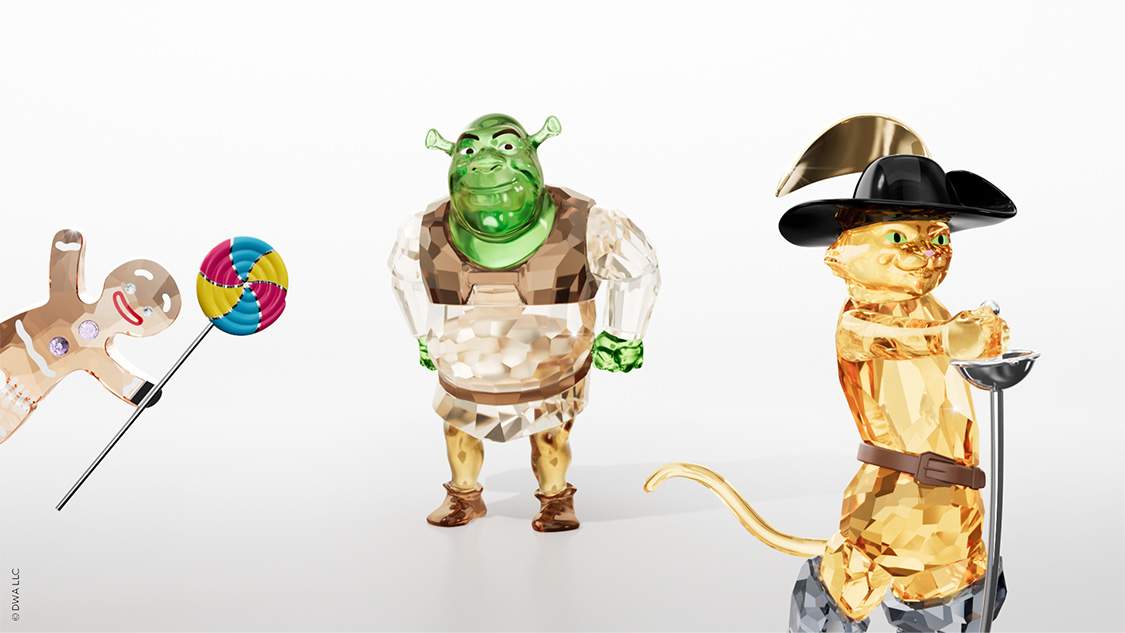Figurky z kolekce DreamWorks Shrek x Swarovski: Puss in Boots, Donkey a Gingy