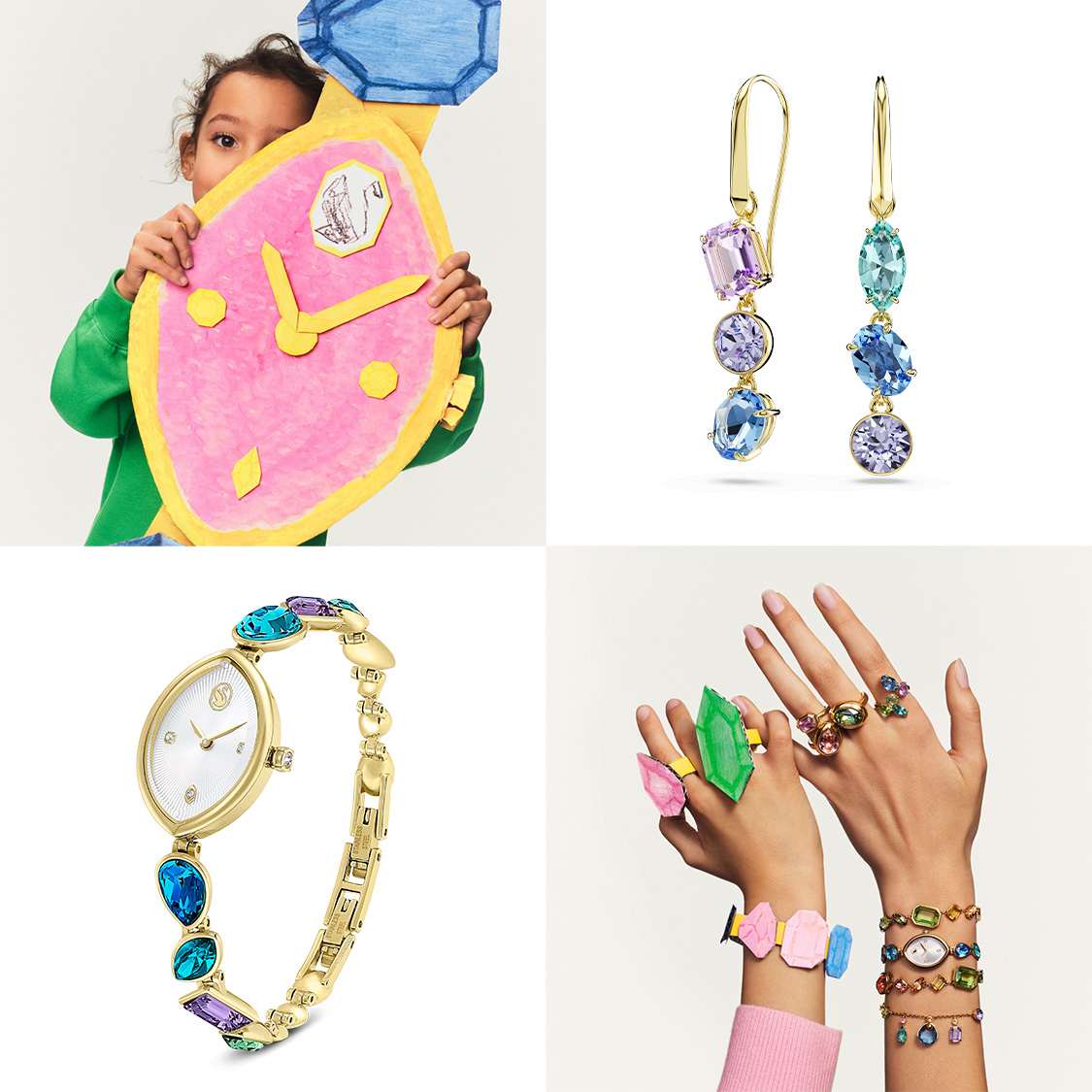 Zegarek i długie kolczyki Gema