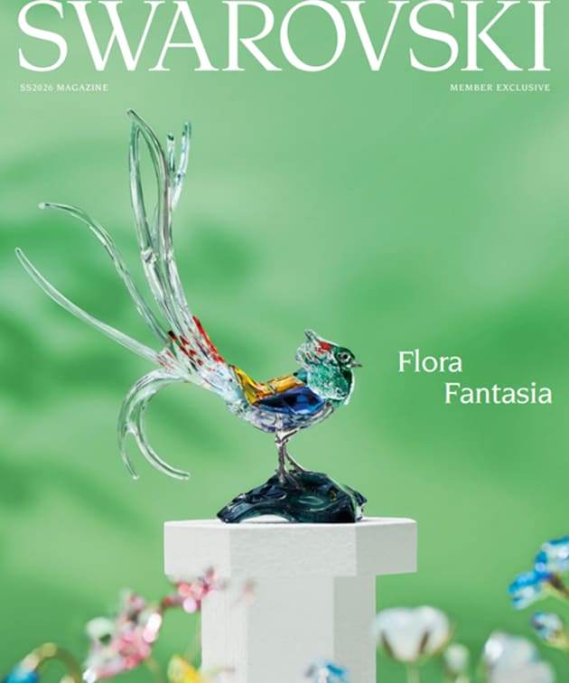 Přední strana obálky časopisu Swarovski s titulkem „Flora Fantasia“