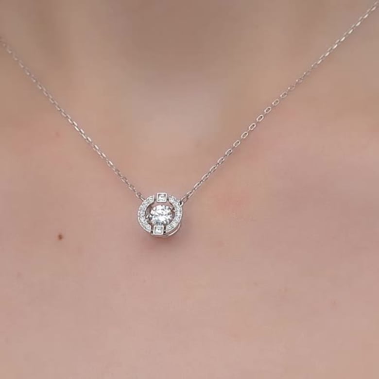 Una necklace, Round cut, White, Rhodium plated | Swarovski