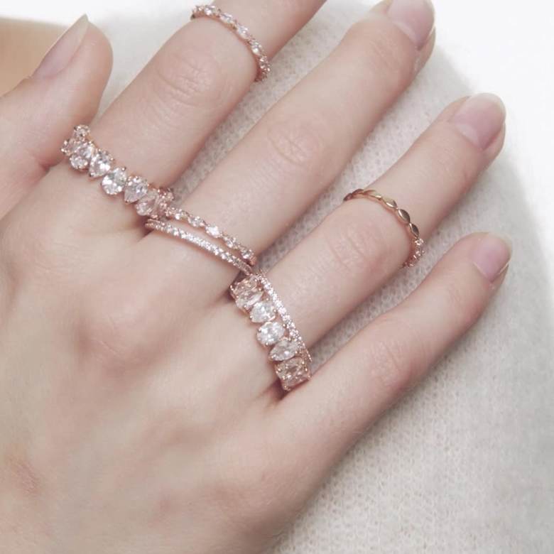 Matrix Vittore ring, Marquise cut, White, Rose gold-tone plated