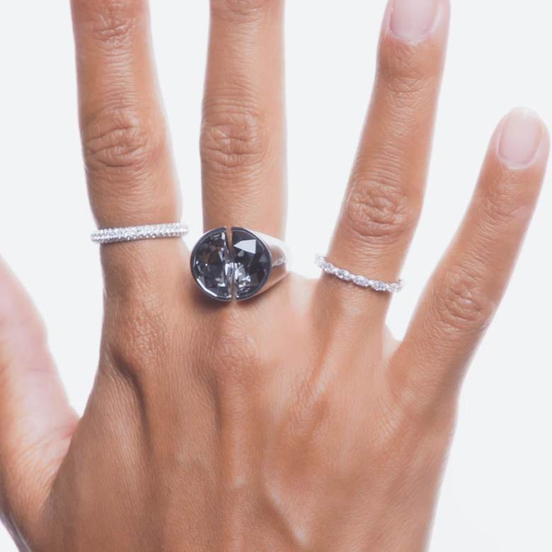 Dextera ring, White, Rhodium plated | Swarovski