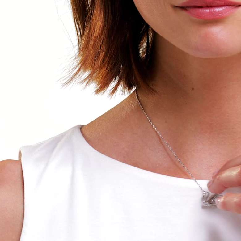 Swan necklace, Dancing swan, White, Rhodium plated | Swarovski