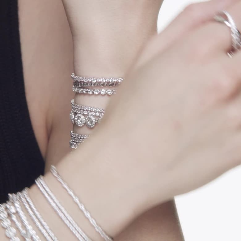 Orecchini Cerchio con Cubic Zirconia Bianchi ARGENTO 925 Galvanica