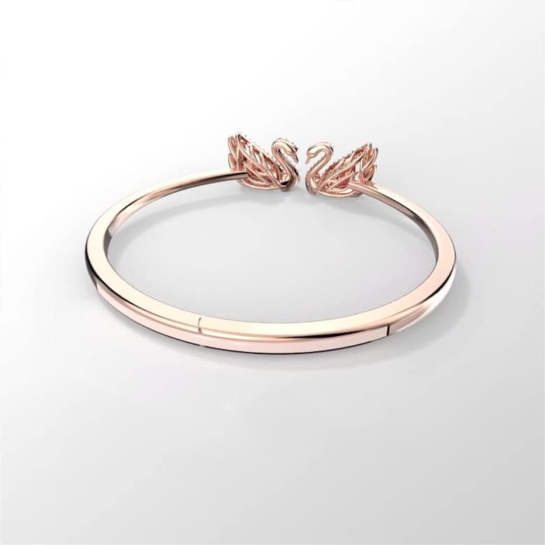 Swan bangle, Swan, Red, Rose gold-tone plated | Swarovski