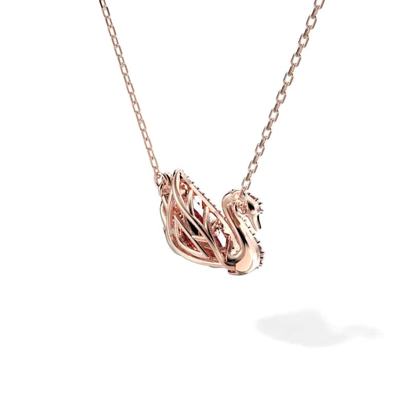 Swan pendant, Swan, Red, 18K rose gold finish | Swarovski