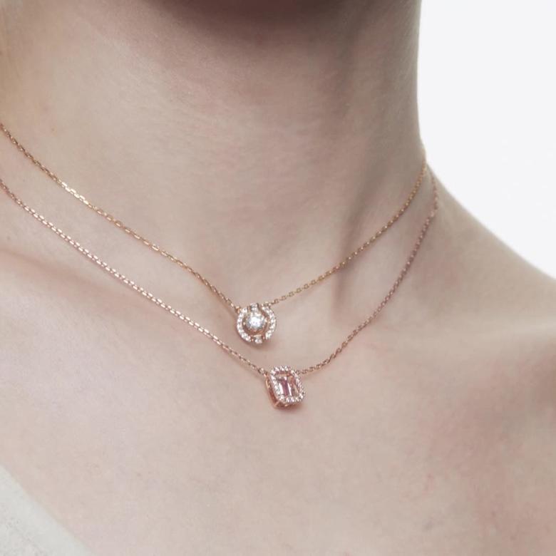 Una necklace, Octagon cut, Pink, Rose gold-tone plated | Swarovski