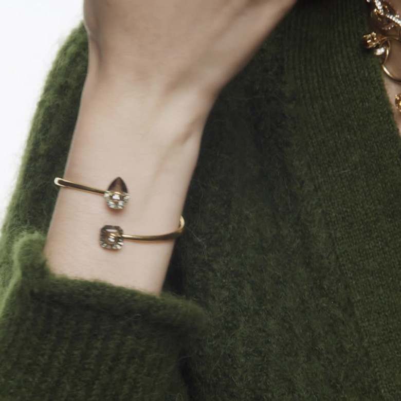 Numina bangle, Mixed cuts, Gray, Gold-tone plated | Swarovski