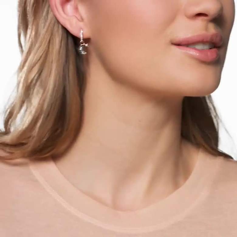 Symbolica ドロップピアス, 月と星, ブラック, ローズゴールドトーン