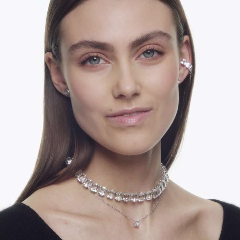Matrix pendant, Trilliant cut, White, Rhodium plated | Swarovski