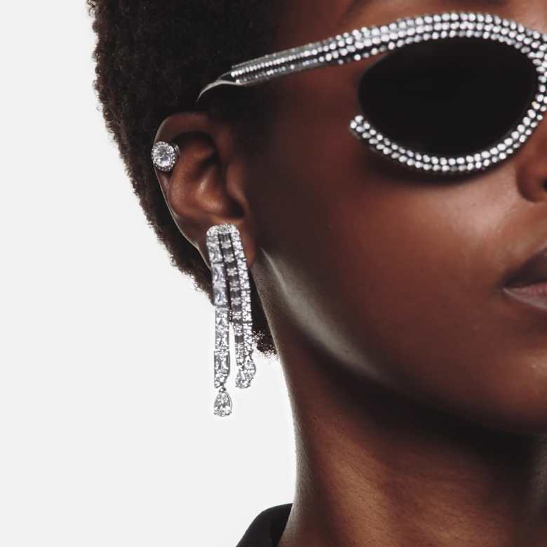 Una Angelic スタッドピアス, ラウンドカット, パヴェ, ホワイト