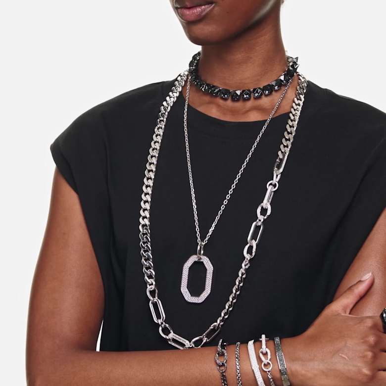 Dextera ブレスレット, パヴェ, ミックスリンク, ホワイト, ロジウム