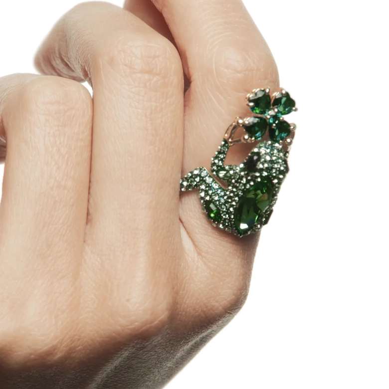 Gema bracelet, Mixed cuts, Green, Gold-tone plated | Swarovski