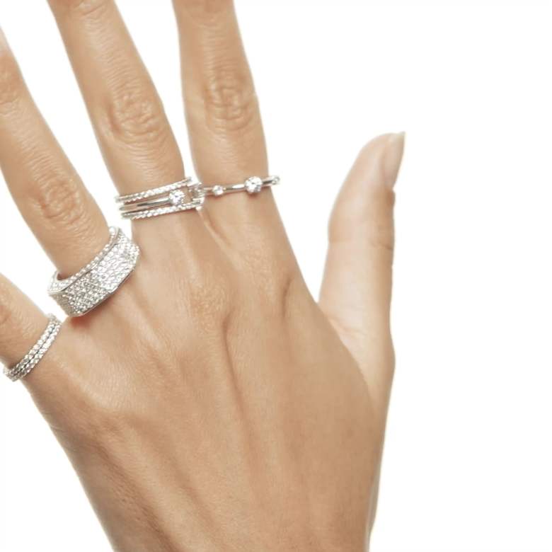 Matrix Vittore ring, Round cut, White, Silver-tone finish | Swarovski