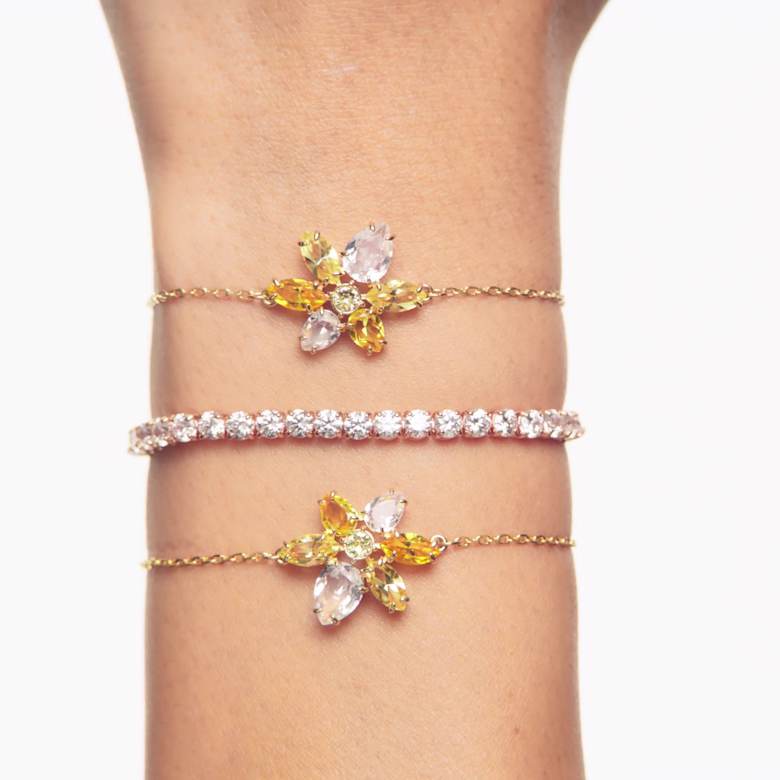Matrix Tennis bracelet, Round cut, White, Gold-tone plated | Swarovski