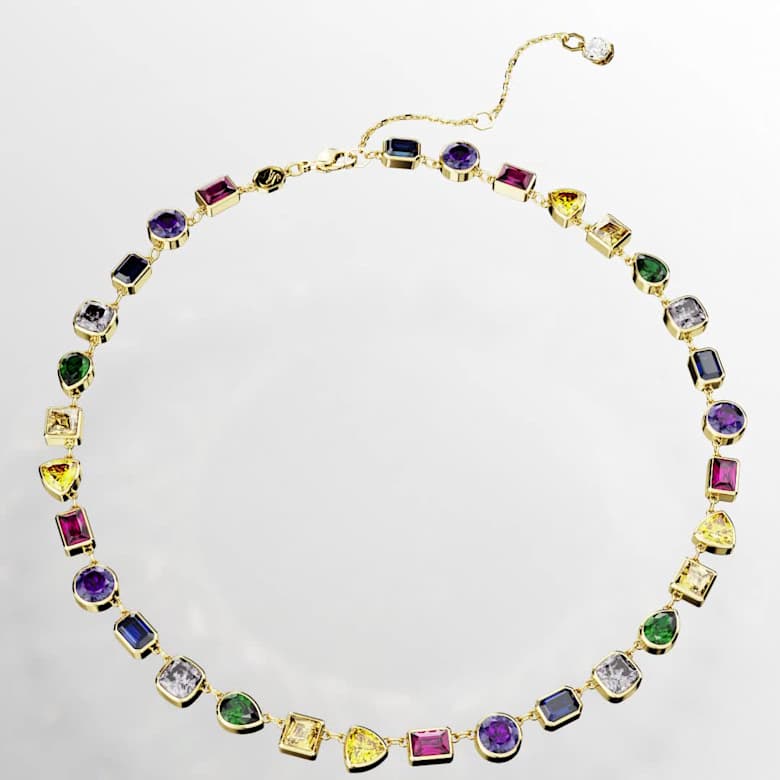 Imber necklace, Mixed cuts, Multicolored, Gold-tone plated | Swarovski
