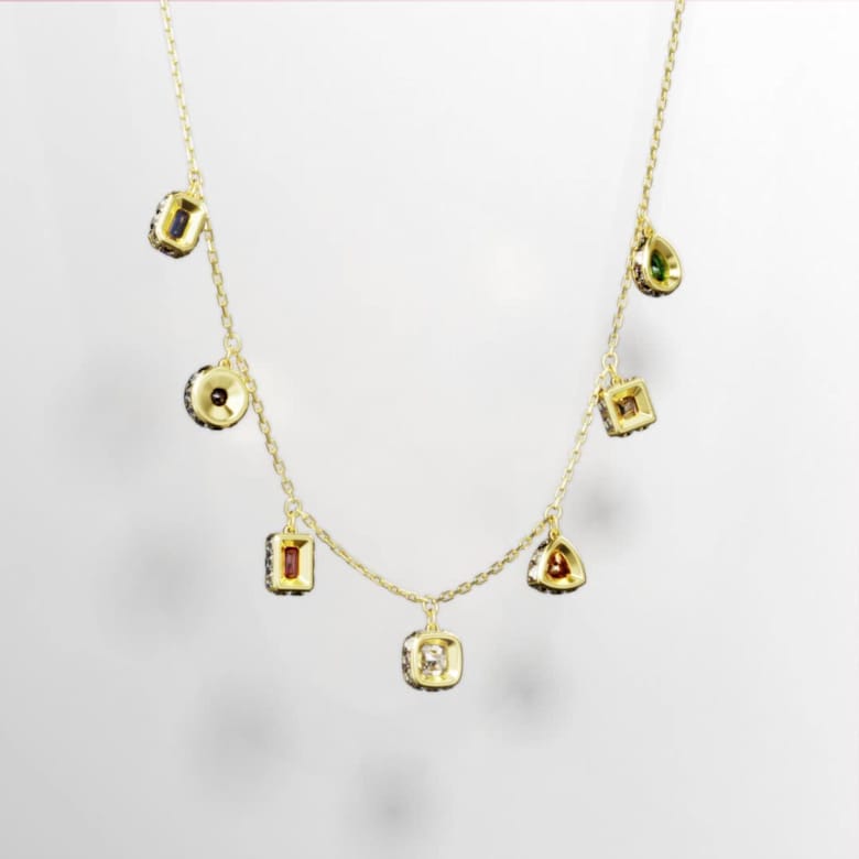 Stilla necklace, Mixed cuts, Multicoloured, Gold-tone plated