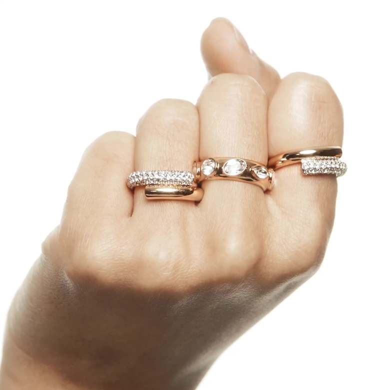 Dextera リング, ホワイト, 18Kゴールドコーティング | Swarovski
