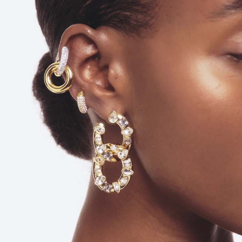 Dextera hoop earrings, Asymmetrical design, Interlocking loop