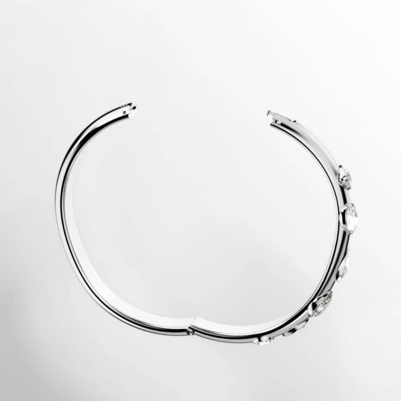 Dextera bangle, Mixed cuts, White, Rhodium plated | Swarovski