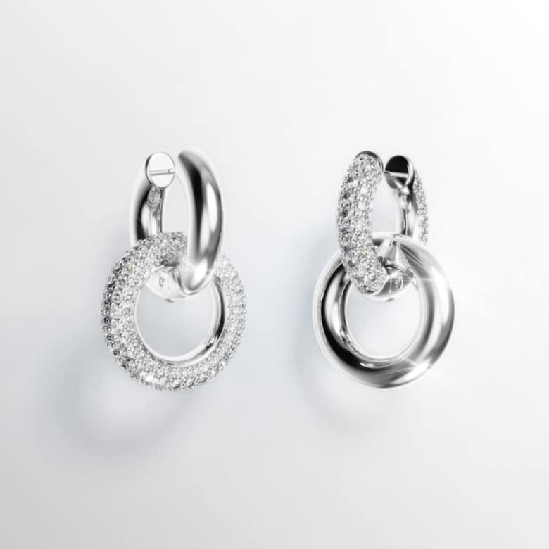 Dextera hoop earrings, Asymmetrical design, Interlocking loop