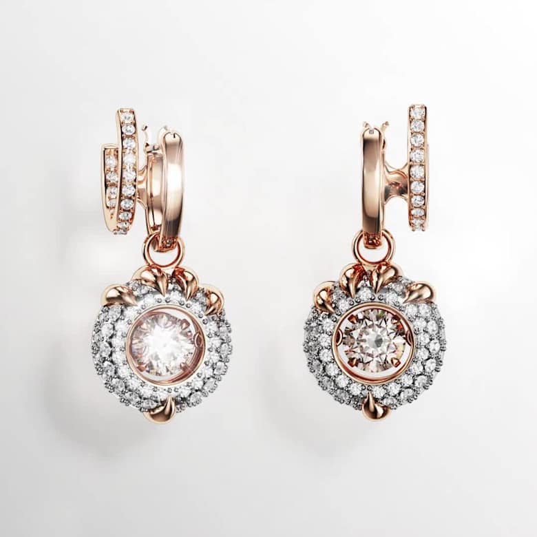 Orecchini in oro bianco 18k con zaffiro rosa e diamanti | GV