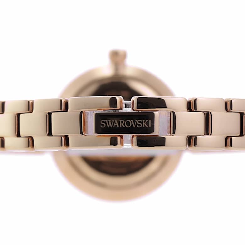 Matrix bangle watch, Swiss Made, Crystal bracelet, Pink, Rose gold