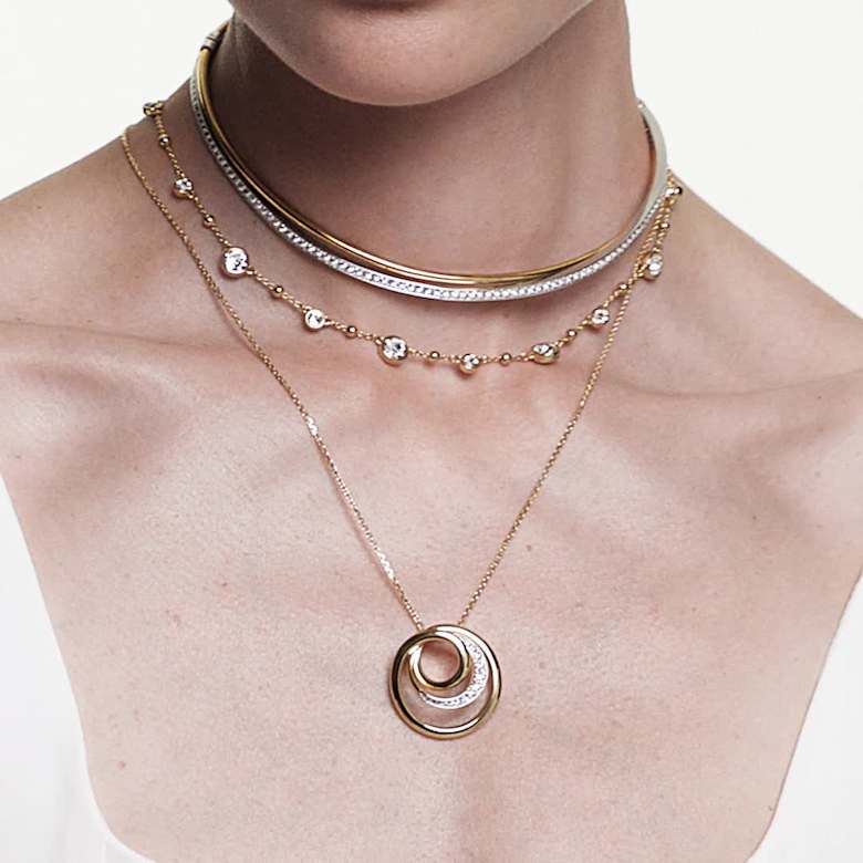 Imber ネックレス, ラウンドカット, スキャッタードデザイン, ホワイト