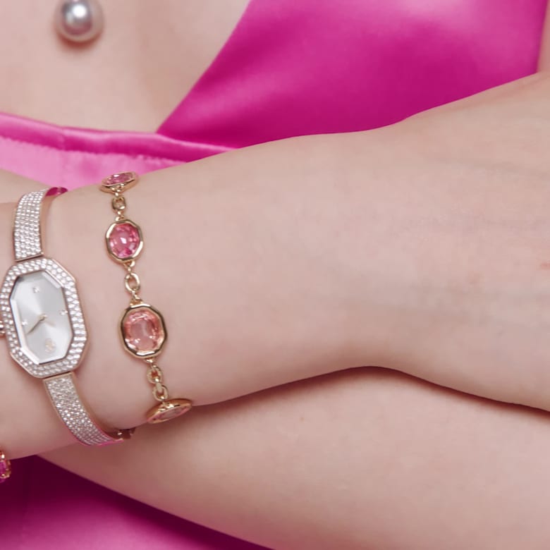 Lucent フープピアス, オクタゴンシェイプ, 小, ピンク | Swarovski