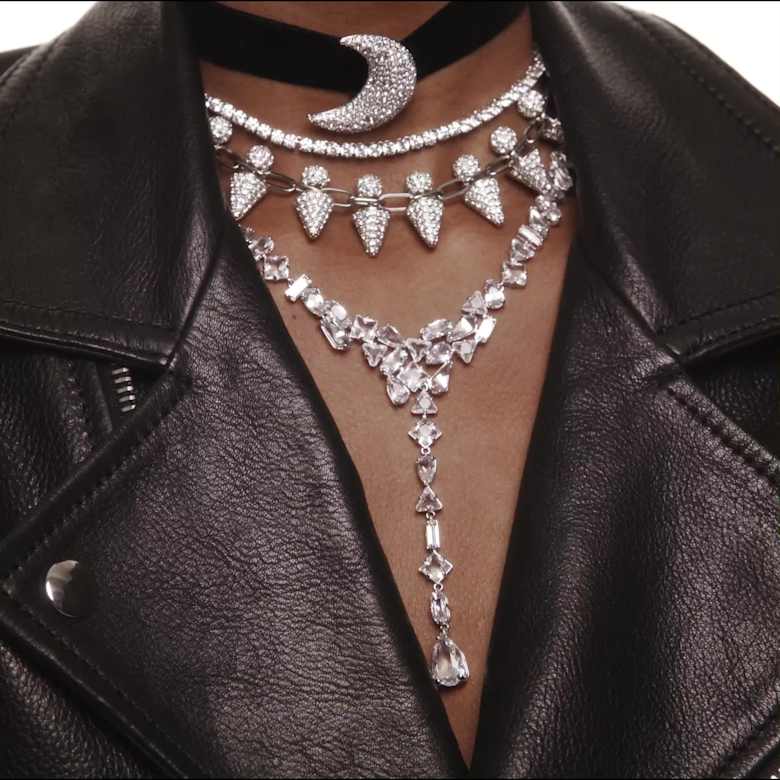 Matrix Tennis ネックレス, ラウンドカット, ホワイト, ロジウム