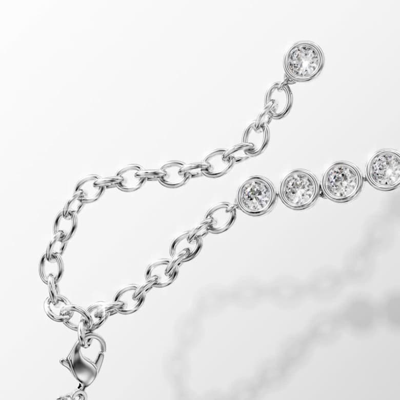 Imber Tennis necklace, Round cut, White, Rhodium plated | Swarovski