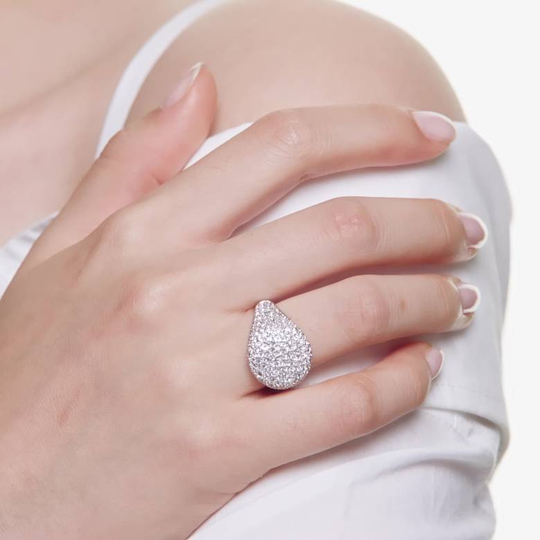 Sublima バングル, ホワイト, ロジウム・プレーティング | Swarovski