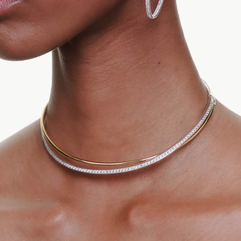 Matrix フープピアス, ラウンドカット, ホワイト, ロジウム・プレー