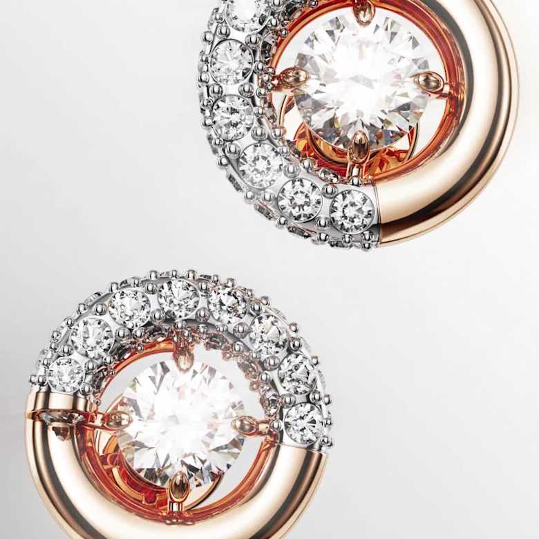 Dextera スタッドピアス ホワイト ローズゴールドトーン Dextera stud earrings, Round cut, White, Rose gold-tone plated
