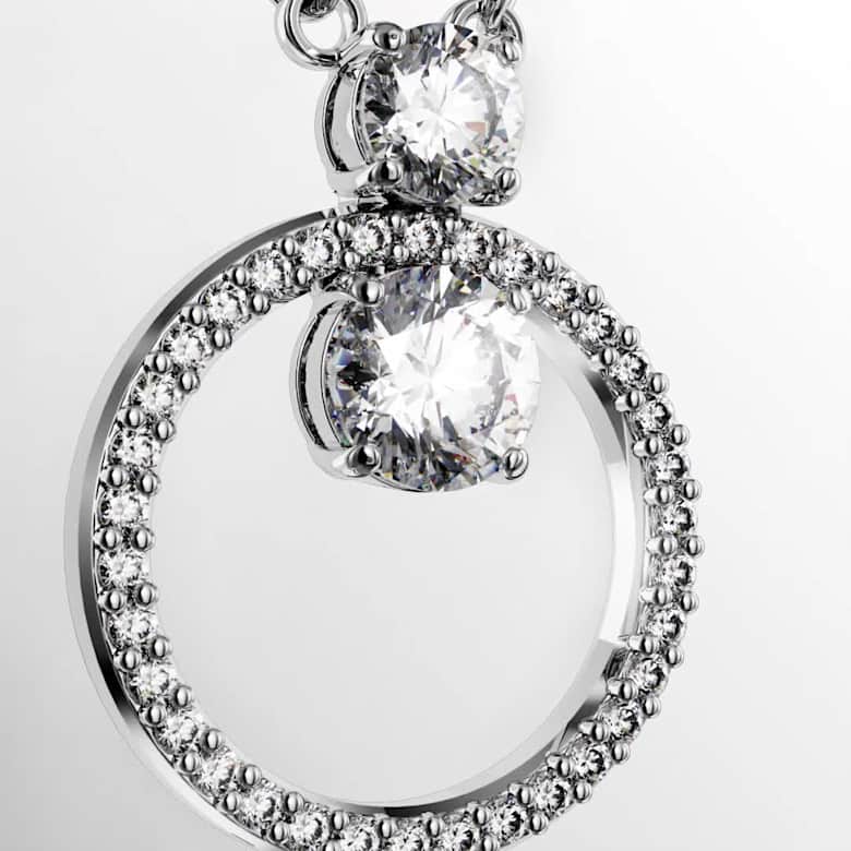 Constella pendant, Pavé, Round cut, White, Rhodium plated | Swarovski