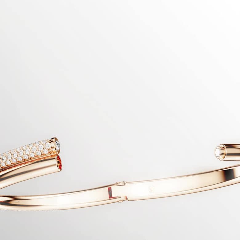 Dextera bangle, Magnetic closure, White, Rose gold-tone plated