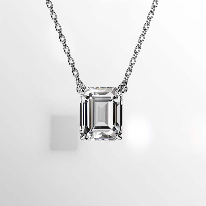 Stilla pendant, Octagon cut, White, Rhodium plated | Swarovski