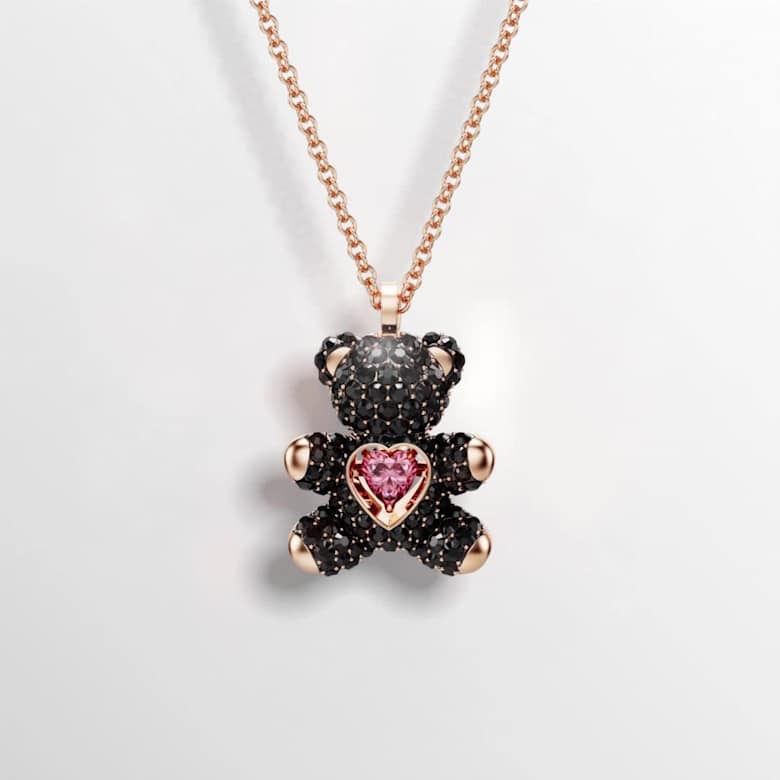 Teddy pendant, Teddy, Black, Rose gold-tone plated | Swarovski