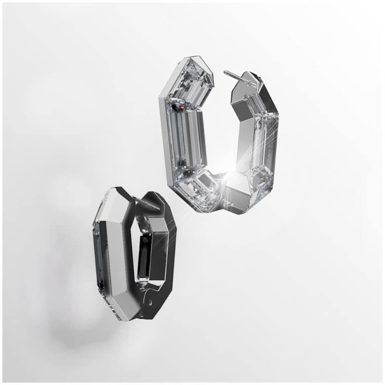 Lucent フープピアス, オクタゴンシェイプ, 小, ホワイト | Swarovski