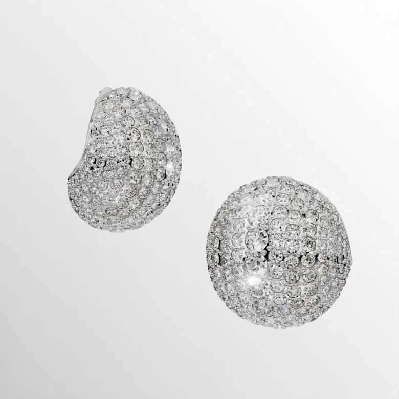 Sublima clip earrings, White, Rhodium plated | Swarovski