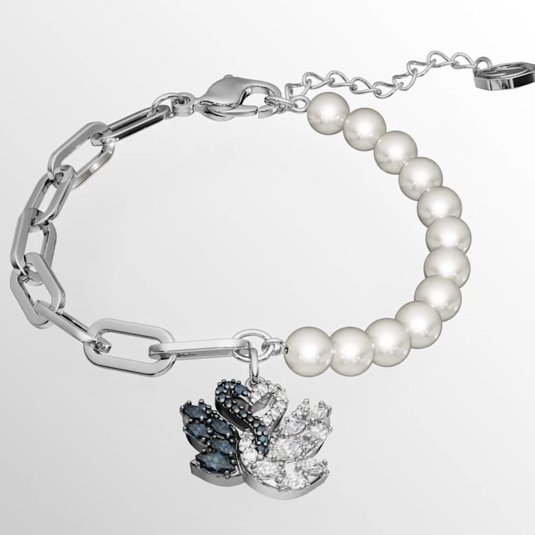 Swarovski スワンモチーフ ブレスレット Swan ブレスレット, ミックスカット, スワン, ホワイト, ローズ