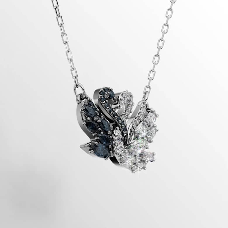 Swan pendant, Swan, Black, Mixed metal finish | Swarovski