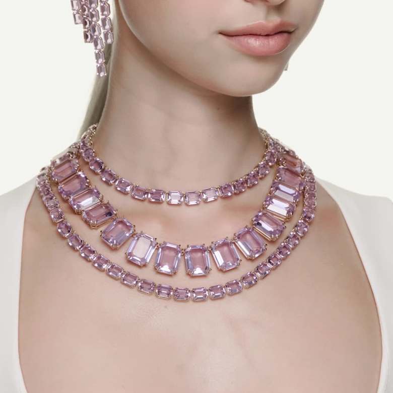 Millenia ネックレス, オクタゴンカット, パープル, ゴールドトーン