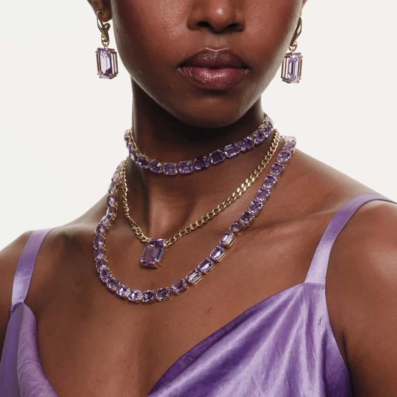 Millenia ネックレス, オクタゴンカット, パープル, ゴールドトーン