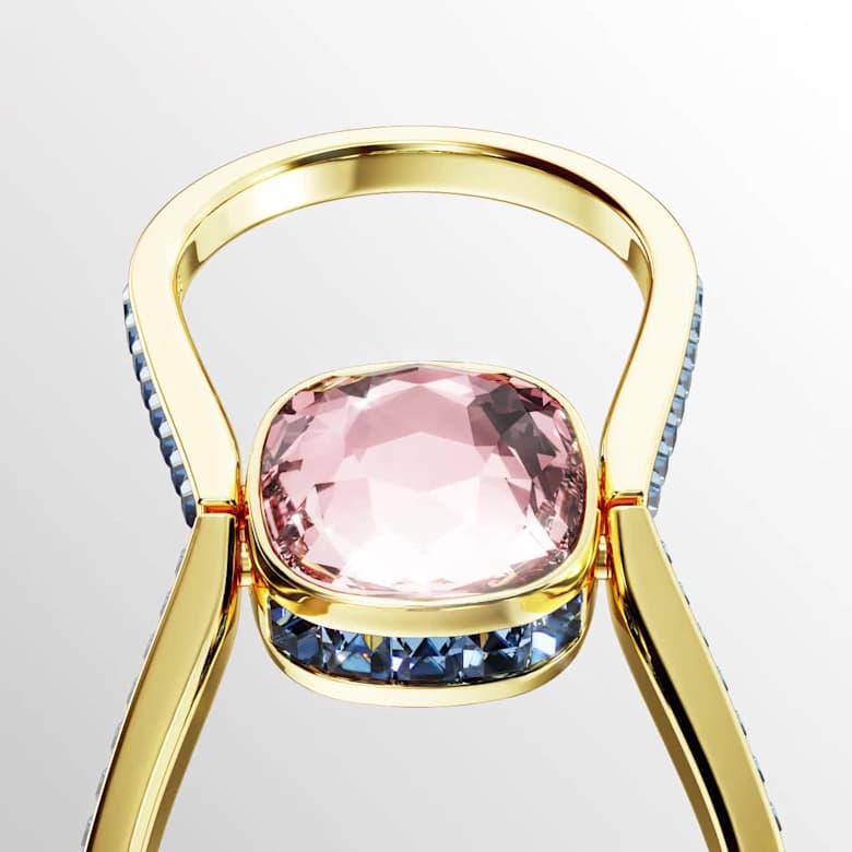 Chroma ring, Cushion cut, Multicolored, Gold-tone plated | Swarovski