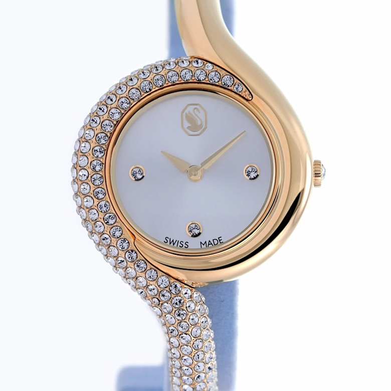 Dextera asymmetric watch, Swiss Made, Metal bracelet, Gold tone