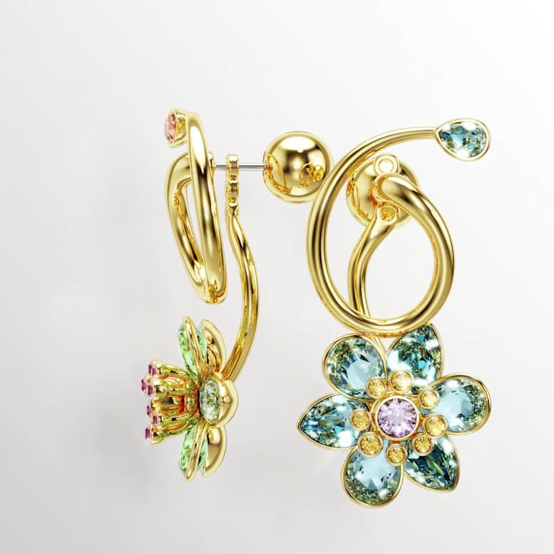 Idyllia ドロップピアス, アシンメトリーデザイン, ミックスカット