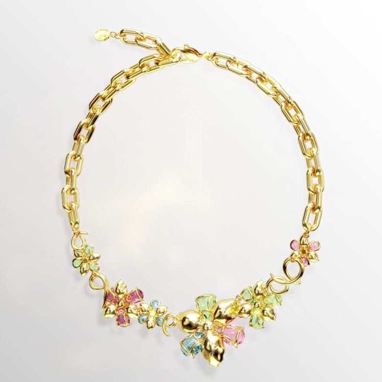 Idyllia ネックレス, ミックスカット, フラワー, マルチカラー, 18K